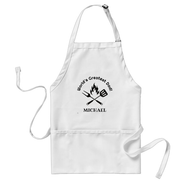 worlds greatest dad, stylish personalized chef adult apron (Front)
