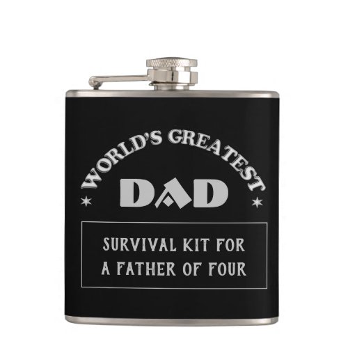 Worlds Greatest Dad Survival Kit customizable Flask