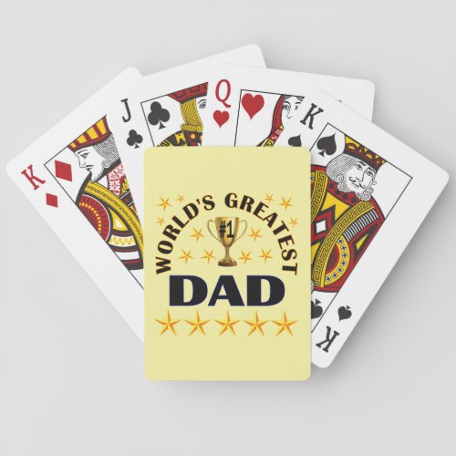 Worlds Greatest Dad Trophy Stars Cute Playing Cards