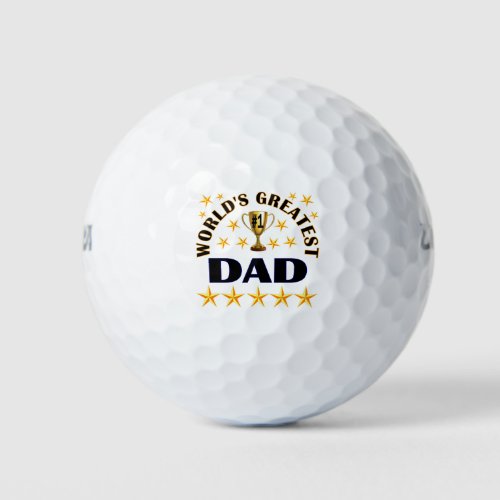 Worlds Greatest Dad Trophy Stars Golf Balls