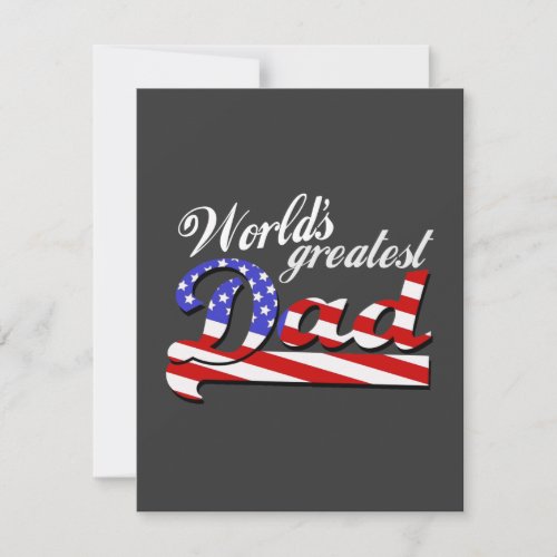 Worlds greatest dad with American flag - Dark Personalized Invitation