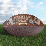 World's Greatest Dad Woodgrain Eight Photo Collage Football<br><div class="desc">Show your amazing dad just how wonderful and loved he is with our fun and rustic faux woodgrain "World's Greatest Dad" custom photo collage football. The design features a faux woodgrain background with "World's Greatest Dad" in stylish typography design and the customized current year. Customize with eight of your own...</div>