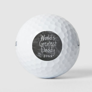 Worlds Greatest Daddy Chalkboard Fathers Day Golf Balls