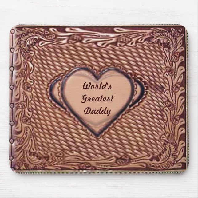 World's Greatest Daddy Leather Canvas Mousepad (Front)