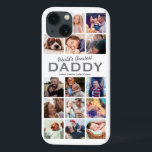 Worlds Greatest Daddy Photo Collage iPhone 13 Case<br><div class="desc">Cool dad iphone case to give to your papa this fathers day! The modern case features a trendy white background,  14 family pictures,  and the words "world's greatest daddy",  and the kids names.</div>