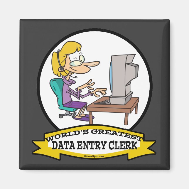 WORLDS GREATEST DATA ENTRY CLERK WOMEN CARTOON MAGNET (Front)