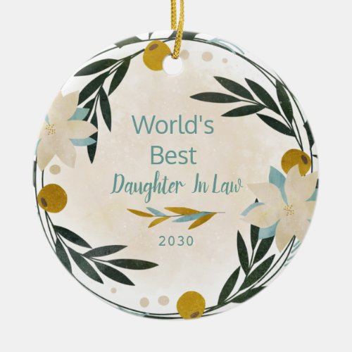 Worlds Greatest Daughter In law Christmas Ceramic Ceramic Ornament