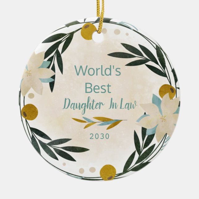 World's Greatest Daughter In law Christmas Ceramic Ornament (Front)