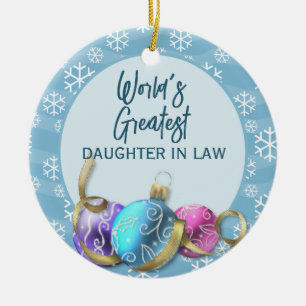 World's Greatest Daughter In law Christmas Ceramic Ornament