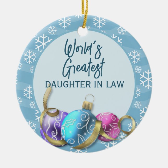 World's Greatest Daughter In law Christmas Ceramic Ornament (Front)