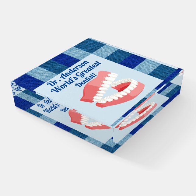 World's Greatest Dentist Paperweight (Angled)