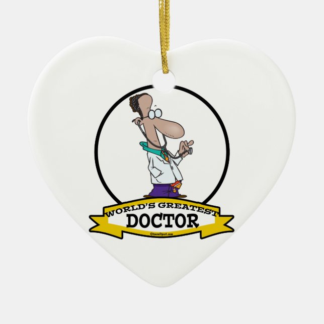 WORLDS GREATEST DOCTOR MEN CARTOON CERAMIC ORNAMENT (Front)