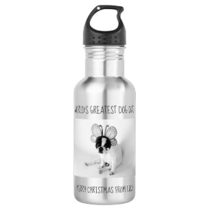 World's Greatest Dog Dad - Christmas photo Stainless Steel Water Bottle