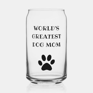 World's Greatest Dog Mom Custom Text Personalized Can Glass