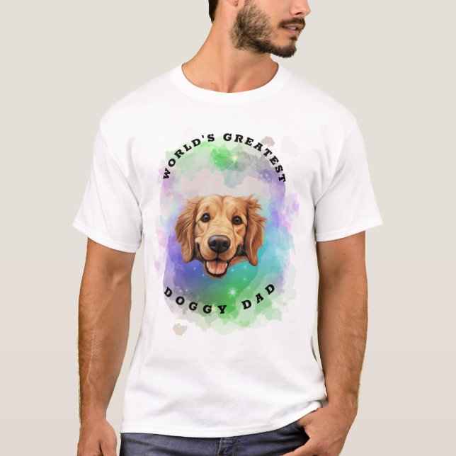 World's Greatest Doggy Dad - Golden Retriever T-Shirt (Front)