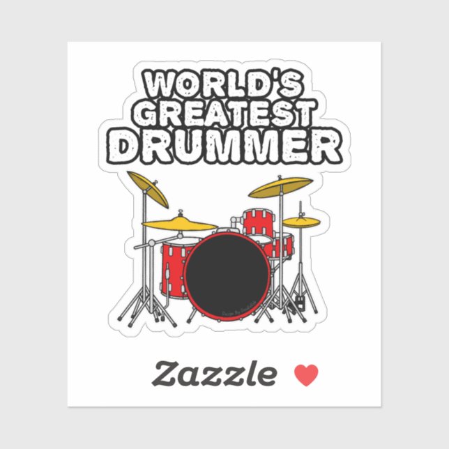 World's Greatest Drummer, Drum Kit Musician Funny Sticker (Sheet)