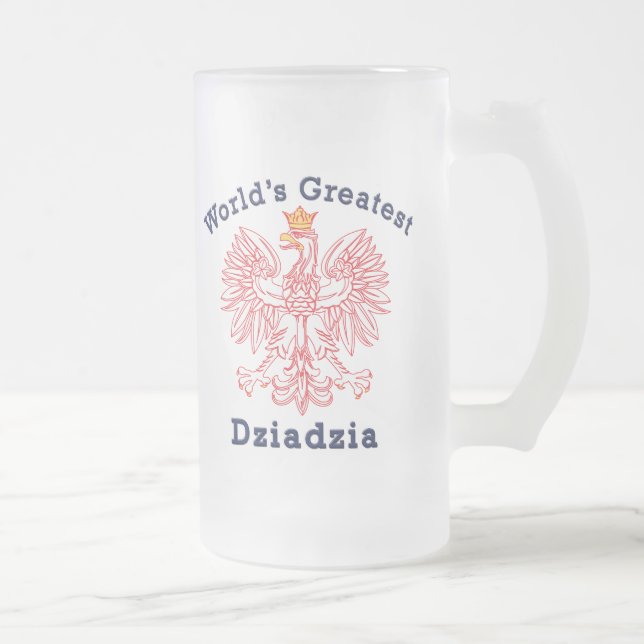 World's Greatest Dziadzia Eagle Frosted Glass Beer Mug (Right)