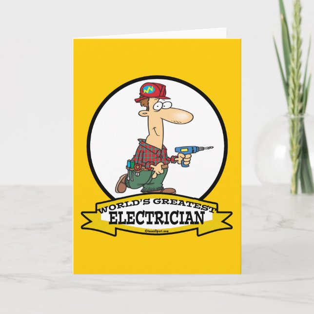 WORLDS GREATEST ELECTRICIAN MEN II CARTOON CARD (Front)