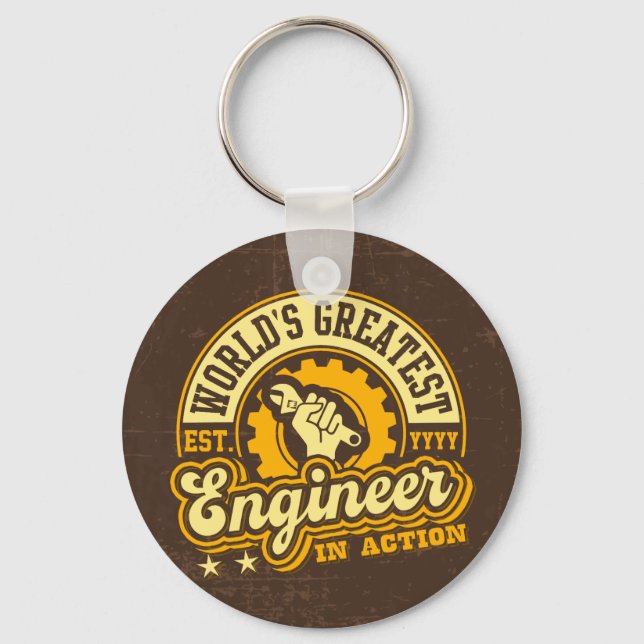 World's Greatest Engineer (EST. YEAR Customizable) Keychain (Front)