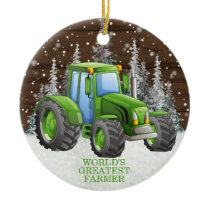 World's Greatest Farmer Tractor Christmas      Ceramic Ornament