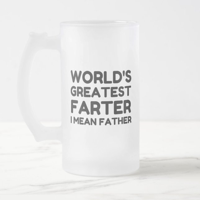 World's Greatest Farter Frosted Glass Beer Mug (Left)