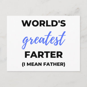 World's Greatest Farter I Mean Father bl Holiday Postcard