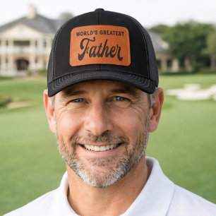 Worlds Greatest Father Leather Patch Hat