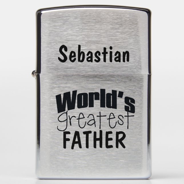 Worlds Greatest Father Personalized Zippo Lighter (Front)