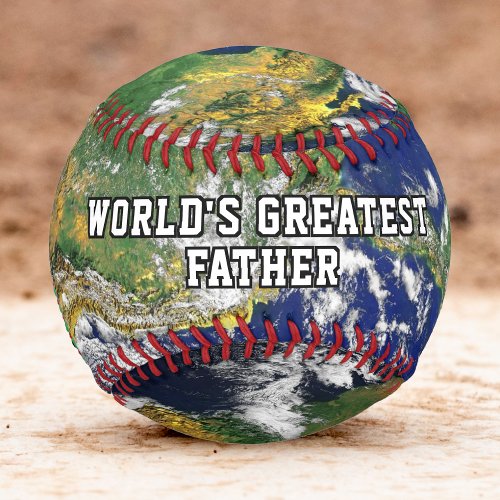 Worlds Greatest Father Planet Earth Globe Map Baseball