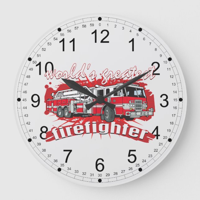 World's Greatest Firefighter Large Clock (Front)