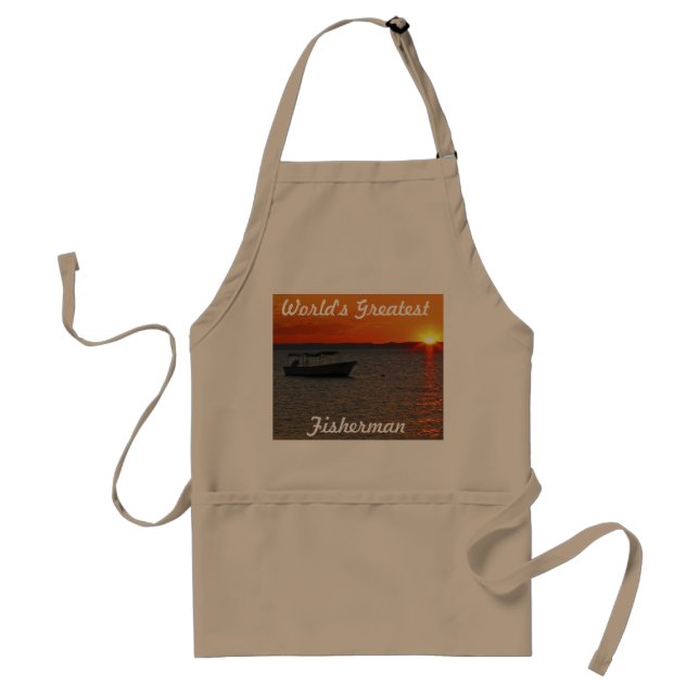 World's Greatest Fisherman Apron, Tan Adult Apron (Front)