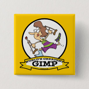 WORLDS GREATEST GIMP WOMEN CARTOON PINBACK BUTTON
