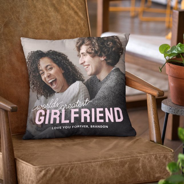 Worlds Greatest Girlfriend Photo Throw Pillow (Creator Uploaded)