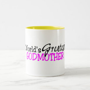 Worlds Greatest Godmother Pink Black Two-Tone Coffee Mug