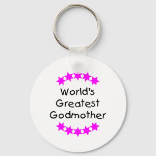 World's Greatest Godmother (pink stars) Keychain