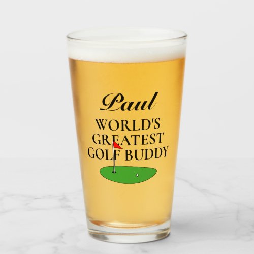 Worlds Greatest Golf Buddy beer glass gift