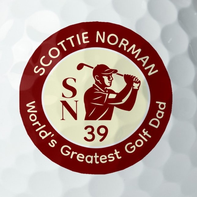 'World's Greatest Golf Dad' deep-red logo Balls (Creator Uploaded)