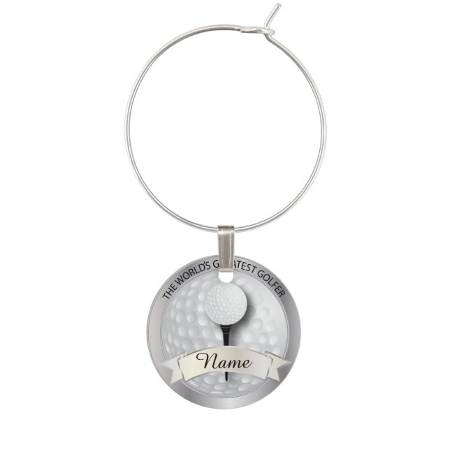 World's Greatest Golfer | Personalize Wine Glass Charm (Front)