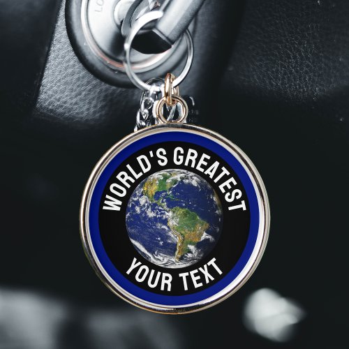 Worlds Greatest Golfer Planet Earth Globe Silver Keychain