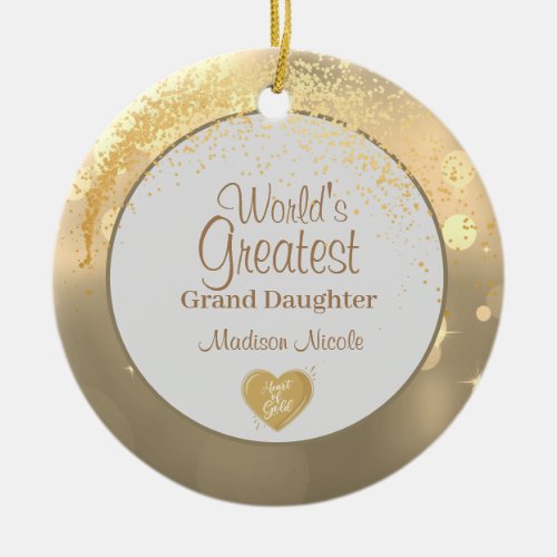 Worlds Greatest Grand daughter Christmas Ceramic Ornament