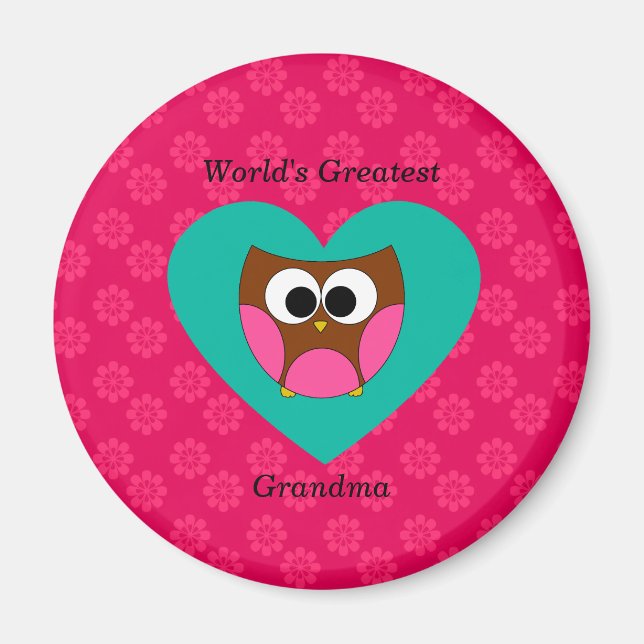 World's greatest grandma cute owl magnet (Front)