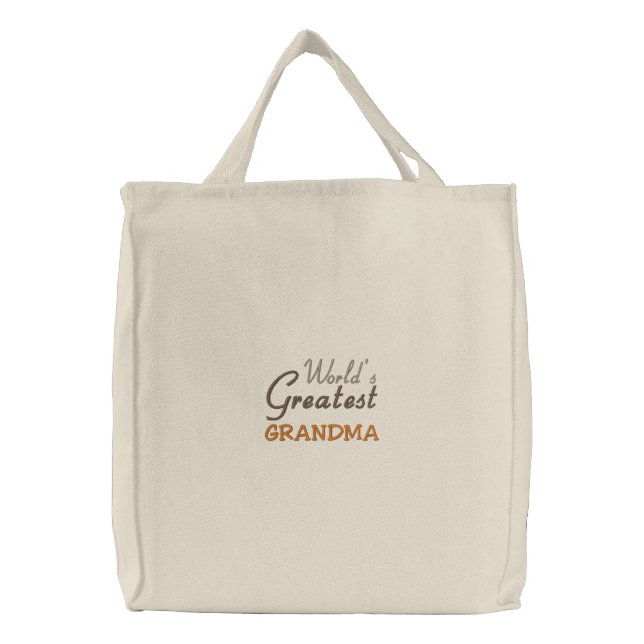 World's Greatest Grandma Embroidered Tote Bag (Front)