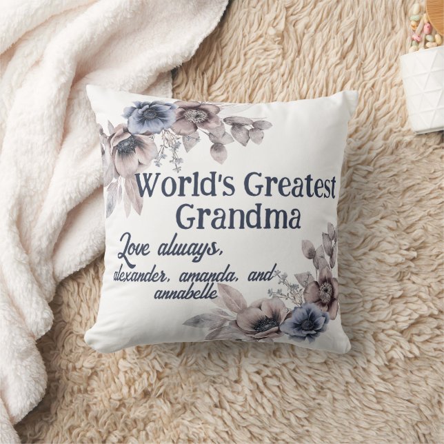 World's Greatest Grandma Personalized Throw Pillow (Blanket)