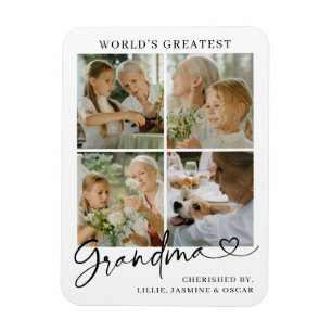 World's Greatest Grandma Photo Collage Script Magnet