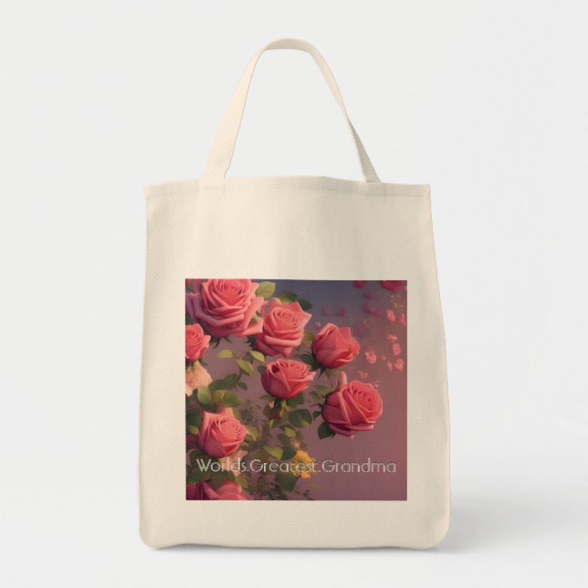 World's Greatest Grandma Reusable Washable Grocery Tote Bag (Front)