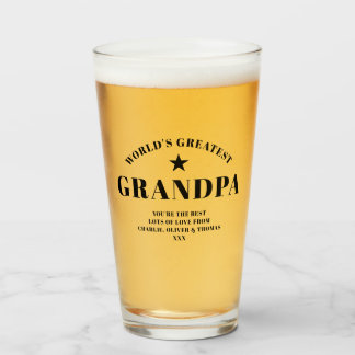 World's Greatest GRANDPA Black Personalized Pint Glass