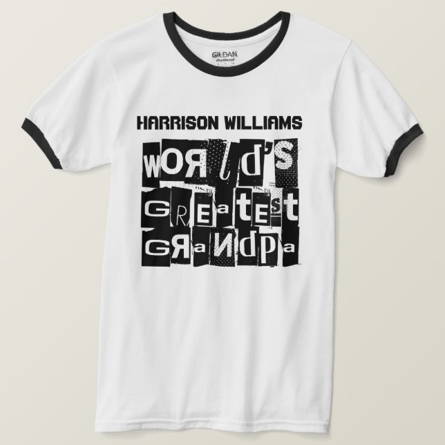 World's Greatest Grandpa Cool Modern Black Text T-Shirt (Design Front)