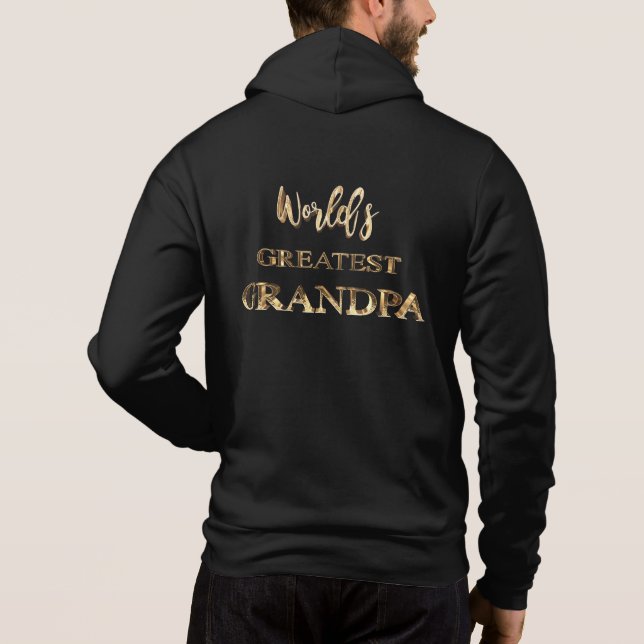 World's Greatest Grandpa Elegant Gold Look Text Hoodie (Back)