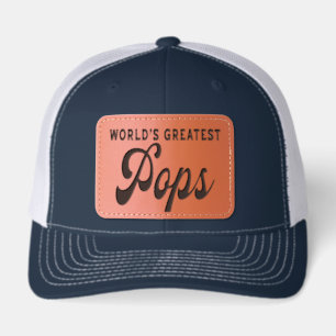 Worlds Greatest Grandpa Father Pops Leather Patch Hat