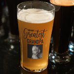 Worlds Greatest Grandpa Glass<br><div class="desc">Worlds greatest Grandpa photo beer glass gift,  all grandfathers will love! This stylish beer glass,  a photo with the text 'WORLDS GREATEST' and GRANDPA (can be changed to any relative) bold font,  will make the perfect gift for any occassion,  birthdays,  fathers day,  christmas and valentines day.</div>